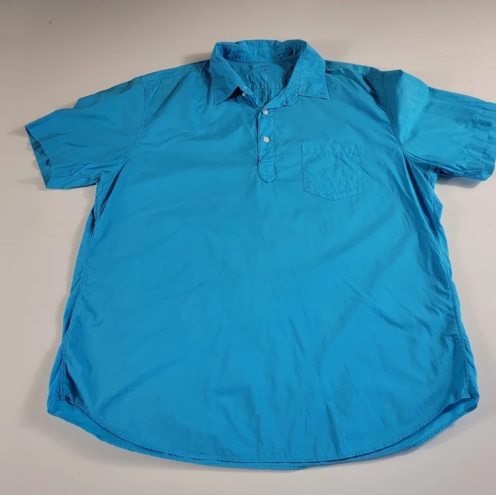 J. Crew Polo Shirt Mens XL Blue Collared Lightweight Short Sleeve  Preppy